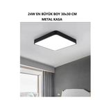Luxshome 24W Büyük Boy Antrasit Renk Kasa Tavana Sıfır Led Avize Salon Banyo Balkıon Koridor Aydınatlma