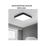 luxshome 30x30 Cm Kare Sarı Işık Büyük Boy Tavana Sıfır Salon Ev Ofis İşyeri Koridor Balkon Avizesi Antrasit