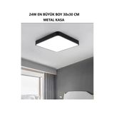 Luxshome 30X30cm Büyük Boy 24W Metal Siyah Kasa Tavana Sıfır Led Panel Armatür Avize 6500K Beyaz Işık Ev Ofis