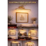 luxshome Elektrikli Fülüt Gold LED Aplik Sarı Işık | Tablo Çerçeve Ayna Üstü Modern Metal Duvar Aydınlatma