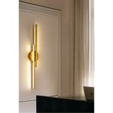 luxshome Modern Kablosuz Çift Yönlü Tak Çalıştır Ledli Pilli Aplik Banyo Tablo Ayna Aydınlatma Eskitme Gold
