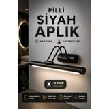 luxshome Pilli Siyah LED Duvar Apliği 3000K Gün Işığı Ayna Üstü Tablo Aydınlatma Kablosuz Modern Aplik