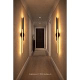 luxshome Siyah Kasa Çift Yön LED Aplik | Pilli Tak Çalıştır | Salon Antre Duvar Lambası - Sarı Işık