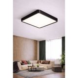 luxshome Siyah Kasa - Kare Tavana Sıfır Led Panel Avize - Salon Oturma Odası Banyo Mutfak Lamba - Beyaz Işık