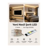 luxshome Yeni Nesil LED Şerit Seti 5 Metre Gün Işığı (3000K) | 60W Slim Trafo Dahil | Tezgah Altı Mutfak Dolabı TV Ünitesi Tavan Gizli Işık LED