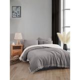 Luxtex 4 Kat Müslin Yatak Örtüsü, Koltuk Örtüsü, Battaniye, Tv Battaniyesi,3 Farklı Boy - Gri - Ekru - 220 x 240 cm