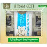 luxurianthome Esved Kokusuz Ihram Seti 5li , Ihram Sıvı Sabunu, Ihram Şampuan, Ihram Sabun, Ihram Islak Mendil - 0002 - Beyaz - Standart