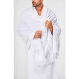 luxurianthome Lüks Erkek Hac Umre Ihram Takımı 110X210 cm - 1400GR Yumuşak Beyaz Pamuk (Iç Göstermez&çantalı) - Standart