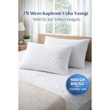 Luxury 2’li Micro Kapitone Uyku Yastığı – 1000 gr Saf Silikon Dolgu - 50 x 70 cm - Beyaz