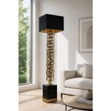 Luxury Aurelia Antique Brass Sculpture Lambader – Siyah & Gold Detaylı Tasarım Lambader