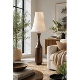 Luxury Aveline 140 Tasarım Lambader – Doğal Ahşap Gövde & Keten Şapka