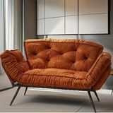 Luxury Home Milano Series | Turuncu Katlanır Yataklı Ikili Kanepe | Mekanizmalı Modern Çekyat Koltuk