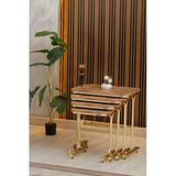 Luxury Lale Zigon Sehpa Çam - Tekerlekli 4 Parça