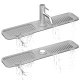 Luxury Lineup Mutfak Lavabosu için Silikon Boşaltma Matı, 24 x 5,5 inç, 5° Eğimli Mutfak Evyesi Sıçrama Koruması, Mutfak Evyesi için Musluk Sıçrama Koruması, Silikon Lavabo Matı, Gri