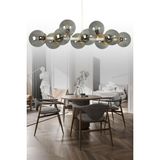 Luxury Modern Tasarım Beyaz 10'lü Füme Glop Camlı Avize - 1'li - Ahşap