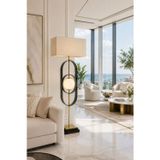 Luxury Pearl Floor Lamp Krem-Gold Alabaster Küreli Premium Lambader