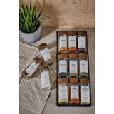 Luxury Raul Woody 12'li Minimal Akasya Kapak Baharatlık Seti 120ML-30 Ad. Siyah-Beyaz Etiket Hediyeli 1 Adet