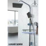 Luxury Serisi Geniş Şampuanlıklı Lüks Duş Takımı El Ve Tepe Duş Başlığı Spiral Hortum