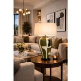 Luxury Verde Cross El Yapımı Seramik Abajur – Modern & Art Deco Salon Aydınlatması