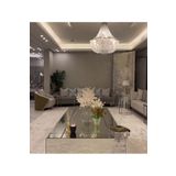 LUXURY VİLLA Luxury Gümüş Aynali Tekerlekli Orta Sehpa 65x130 Yükseklik 28 Cm