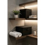 Luxway Home 1 Adet Kapaklı Kutu Siyah ve 1 Adet Destekli Hurç Siyah Seti Fonksiyonel Küçük Boy Saklama Ünitesi - 2 Adet - 35X42X23