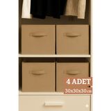 Luxway Home 4’lü Bej Kumaş Dolap Içi Düzenleyici Kutu - 30X30X30 cm Katlanabilir Çok Amaçlı Saklama Kutusu - Diğer - Renkli
