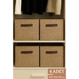 Luxway Home 4’lü Jüt Kumaş Dolap Içi Düzenleyici Kutu - 30X30X30 cm Katlanabilir Çok Amaçlı Saklama Kutusu - Kahverengi