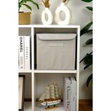 Luxway Home Gri Çizgili Kapaklı Ofis Yatak Odası Oyuncak Havlu Saklama Kutusu Düzenleyici 30X30X30 - 30 x 30