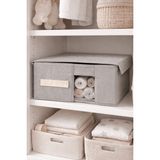 Luxway Home Pencereli Kapaklı Katlanabilir Çok Amaçlı Bez Saklama Kutusu Hurç Organizer Düzenleyici 37X32X15 cm - Gri - 1 Adet