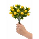 LUZAB Yapay Çiçek Demet Yoğun Yapraklı Yeşil Meyve 35 Cm Limon 12-14 meyve