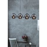 Luzarana Nora 4 Lü Siyah-Krom Metal Gövde Füme Camlı Tasarım Lüx Avize