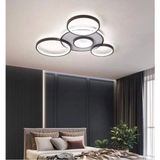 Luzarana Yaman Modern Tasarım Siyah Renk Beyaz Ledli Cafe - Mutfak - Salon LED Avize - Metal