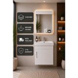 Luzia 50 Cm Banyo Dolabı Seti ( %100 Mdf + Seramik Lavabolu + Aynalı Dolap )