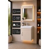 Luzia 50 cm Banyo Dolabı Seti ( %100 Mdf + Seramik Lavabolu + Aynalı Dolap ) Vision Renk - Vizon