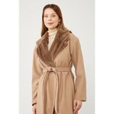 Lêvi D'or Toprak Peluş Detaylı Kaşe Kaban - 1