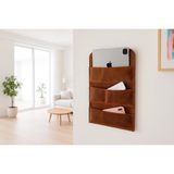 LWA Leather Eskitilmiş Deri Duvar Düzenleyici, Ev, Kafe ve Ofis Depolama Için El Yapımı Duvar Rafı, 4 Cepli Duvar Rafı - 10 x 20 x 40 cm - Koyu Yeşil