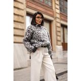 Lwl Leopar Desenli Oversize Kazak - Leopar - Beyaz - Standart