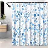 LXBNI Banyo için Mavi Duş Perdeleri, Suluboya Yaprak Yıkanabilir Çiçekli Duş Perdesi, Banyo Dekoru Polyester Kancalı Su Geçirmez Perde, 182 x 182 cm
