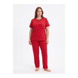 LXL Büyük Beden Kadın Kalp Desen Yazlık Pijama Takımı