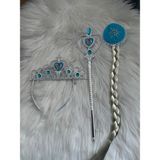 Lydia Accessory Çocuk Karlar Ülkesi Frozen Elsa Anna Sihirli Asa Saç ve Taç Seti - Mavi