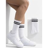 Lykos 2 Çift Beyaz Tenis Çorabı - Çizgili Retro Soket Çorap Seti - Pamuklu Konfor - 36 - 40