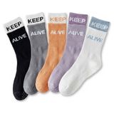 Lykos Keep Alive 5'li Paket Karışık Renkli Kaymaz Tabanlı Kadın Yoga & Pilates Çorabı - 35 - 40 - Çok Renkli