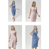 LYN MAMA Valentina Büyük Beden Kolsuz Abiye Mavi/Pudra Elbise
