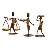 LynsaTac 3'lü Mumluk Setleri, Yaratıcı Afrikalı Kabile Kadın Mumluk Orta Parçalar Afrikalı Kadınlar için Demir Şamdan Tutucu Ev/Bar Yemek Masası Dekoru için, Kişiselleştirilebilir Stil Raf Dekoru