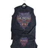 Lynyrd Skynyrd Ense Baskılı Yıkamalı Kolsuz Tişört, Unisex Rock Band Temalı Sıfır Kol Retro Atlet - Siyah - 3XL