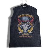 Lynyrd Skynyrd Support Southern Rock Yazılı Yıkamalı Kolsuz Tişört,rock Band Temalı Sıfır Kol Atlet - Siyah - 3XL