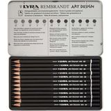 Lyra Art Design 12'li Kurşun Kalem Seti Metal Kutuda Siyah Renk 17,5 cm Uzunluk