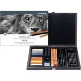Lyra Drawing Çizim Seti Ahşap Kutuda 31 Parça Monokrom Kalemler ve Pastel Boyalar