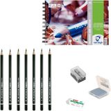 Lyra Eskiz Başlangıç Seti 1 + Dereceli Kalem + A5 Defter + Dağıtıcı Set + Silgi + Açacak + Hamur Silgi - Karışık-Çok Renkli - standart