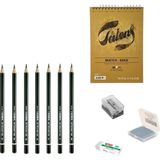 Lyra Eskiz Başlangıç Seti 10 + Dereceli Kalem + A5 Defter + Dağıtıcı Set + Silgi + Açacak + Hamur Silgi - Karışık-Çok Renkli - standart